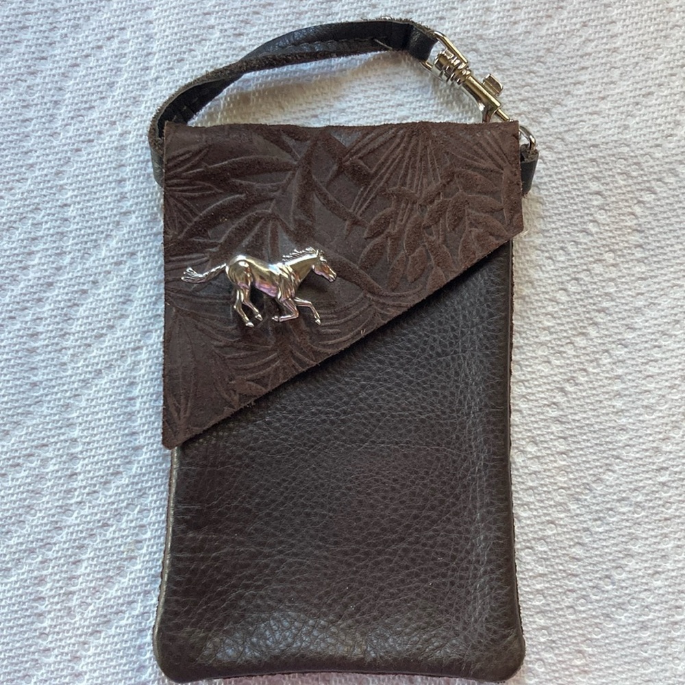 Beautiful little leather hand purse with horse.